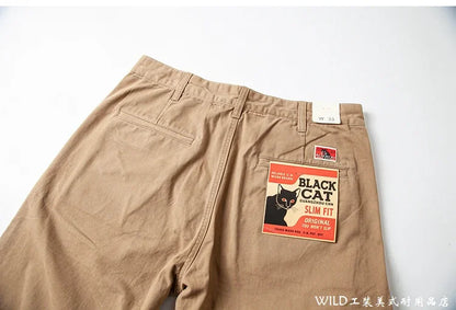 autumn winter heavyweight pure cotton thick american retro workwear khaki pants business casual mens basic solid color pants unique default style 1058