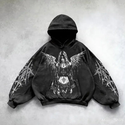 Harajuku all cotton hoodies women heavy material gothic punk oversized hoodie sweatshirts goth y2k tops streetwear clothes Street King Limited