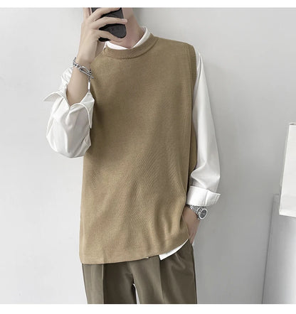Slim Fit Sweater Vest Men Warm Fashion Casual Knitted Pullover Men Korean Loose Sleeveless Sweater Mens Jumper Clothes M-3XL Street King Limited