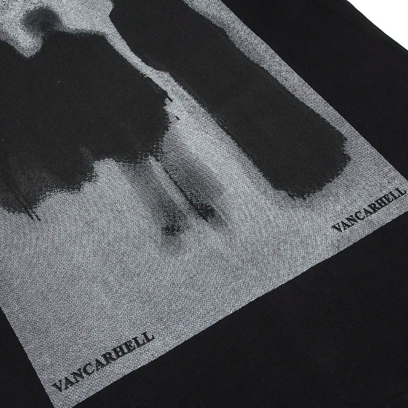 Men Hip Hop T Shirt Streetwear Dark Style Shadow Printed T-Shirt 2023 Summer Short Sleeve Tshirt Harajuku Cotton Tops Tees Black Street King Limited