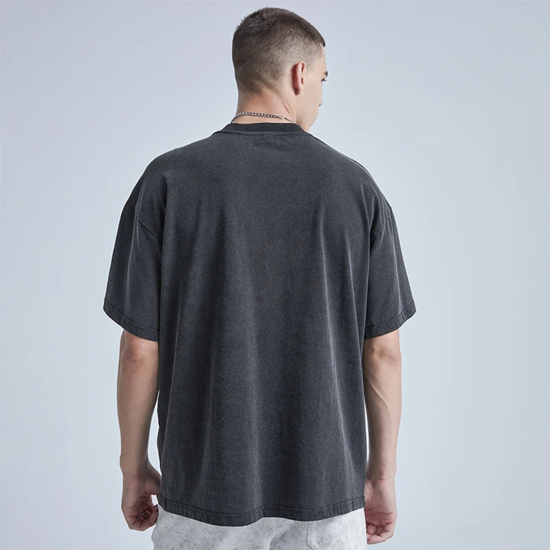 Rainbowtouches Washed T-shirt Men Fashion Design Printed Vintage Cotton Comfortable High Street Stylish Black Men's Clothing Street King Limited
