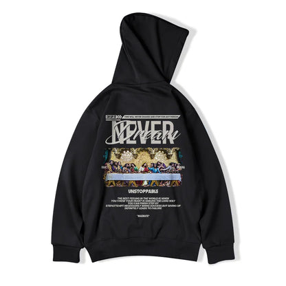 Autumn Jesus Oil Painting Graphic Print Hoodies Men Oversized Fleece Hip Hop Hooded Sweatshirt Y2K Vintage Streetwear Hoodie Street King Limited