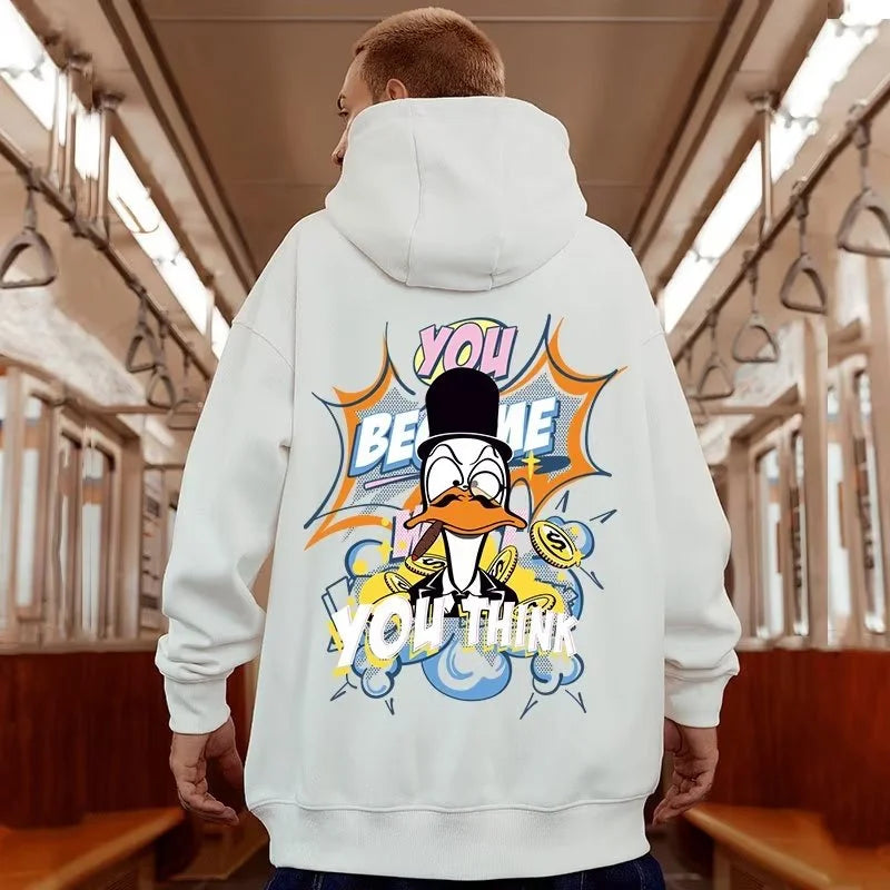 Autumn Funny Cartoon Duck Graphic Y2K Hoodies Oversized Hip Hop Fashion Sweatshirts Vintage Streetwear Punk Hoody Clothes Street King Limited