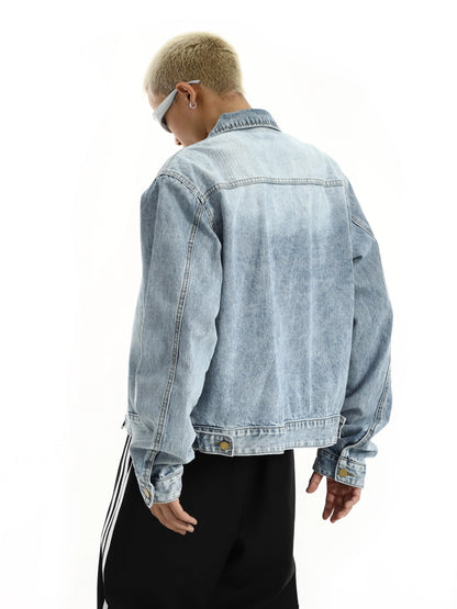 wide shoulder harajuku denim jacket coat mens fashion hip hop distressed washed jeans outerwear casual streetwear jeans jackets unique jeans style 3974