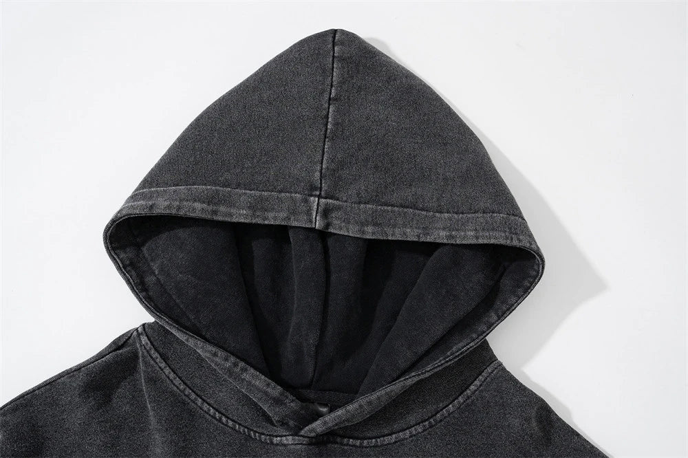 Rainbowtouches Washed Hoodie For Men Vintage Popular Stranger Hip Hop Winter Printing High Street Clothes Black Men's Clothing Street King Limited