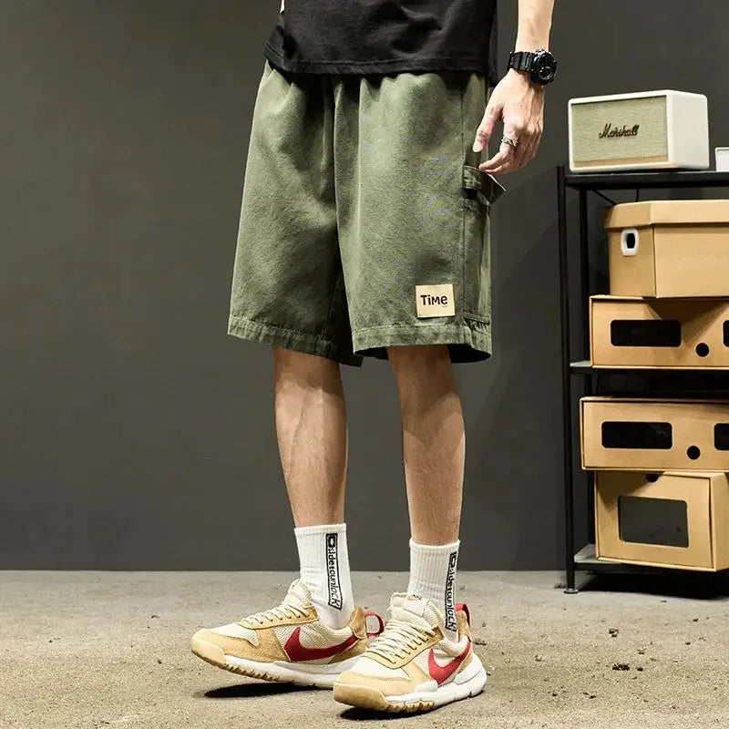 summer american casual retro shorts for men 2025 new loose straight short sweatpant streetwear fashion five point baggy bermudas urban active pants