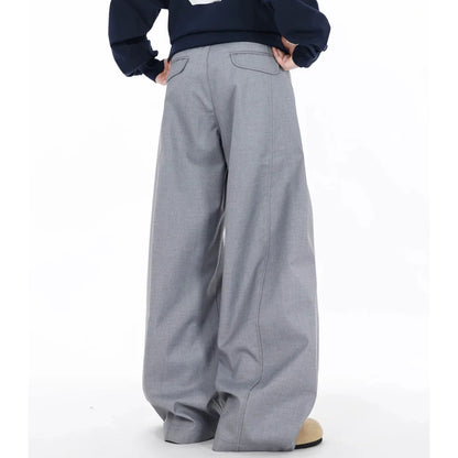 men women american streetwear fashion loose casual vibe hip hop cleanfit wide leg suit pant boyfriend harem pants trousers minimalist street pants