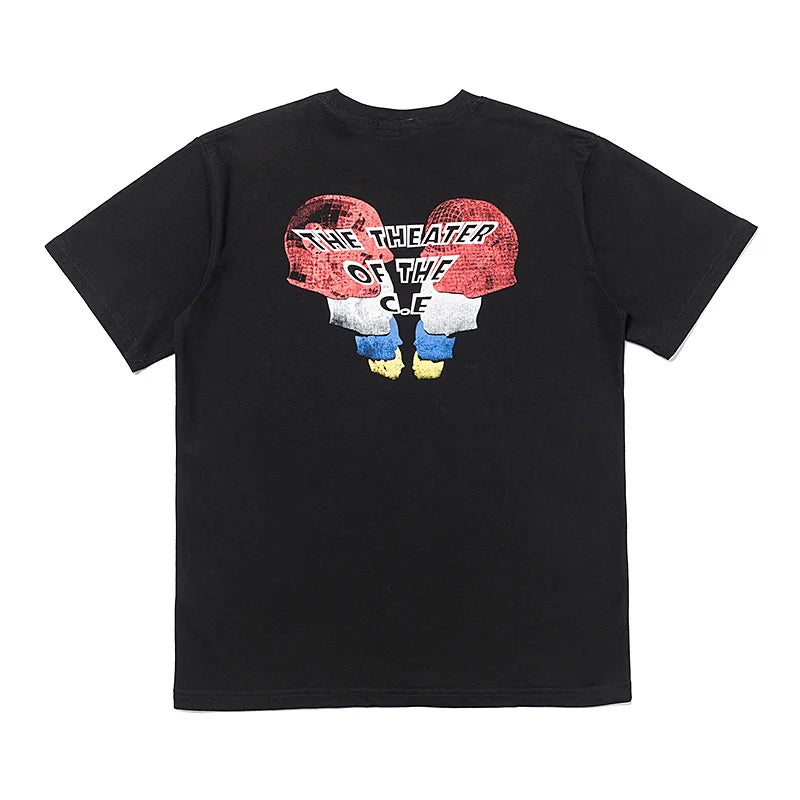 C.E T-shirts Men Woman Good Quality Cotton Casual Loose Vintage Abstract Face Printing Summer O-Neck CAVEMPT Top Tee Street King Limited