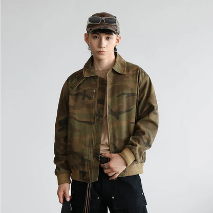 camouflage cargo motorcycle jacket men streetwear hip hop fashion retro loose casual short bomber jacket girl boyfriend coat multi-pocket cargos
