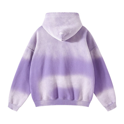Autumn and Winter Washing Spray Dyeing Baggy Hoodies Distressed Hip Hop Gradient Men's and Women's Oversize Hooded Sweatshirts Street King Limited