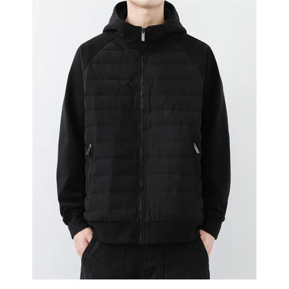90 duck down jacket men fashion splice loose casual lightweight down hooded down jacket winter warm hoody coat outerwear unique default style 1140