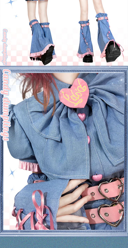 Y2K Set Sweetheart Spicy Girl dress skirt sets Women's 2023 Summer Bubble Sleeve Bowtie Campus Style 2 piece sets womens outfits Street King Limited
