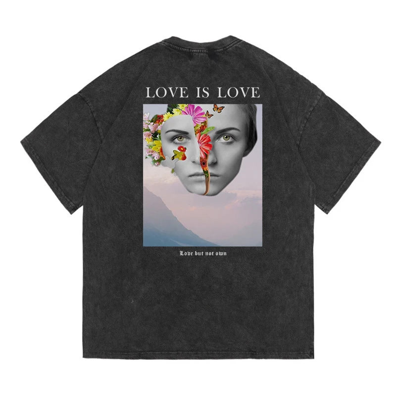 Rainbowtouches Washed Men's New T Shirt Vintage Unisex Original Design Shirt High Street Graphic Fashion Loose Mens T Shirts Street King Limited