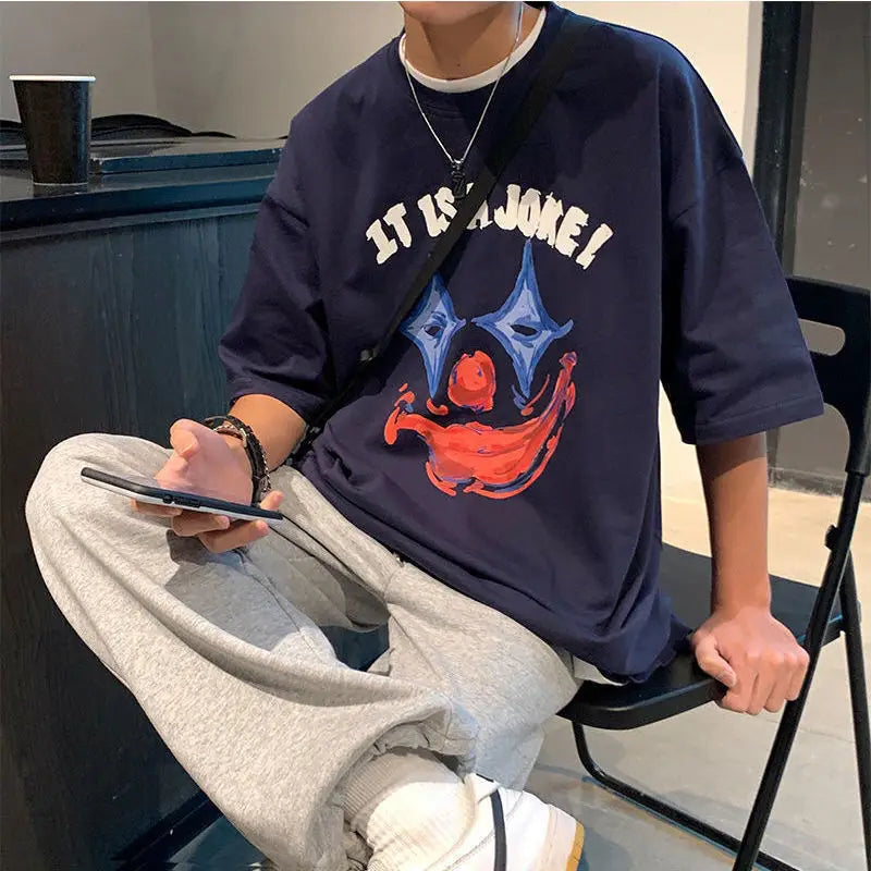 Hong Kong style retro American cotton summer short-sleeved T-shirt men's trendy Korean style loose top trendy brand half-sleeved Street King Limited