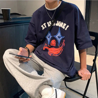 Hong Kong style retro American cotton summer short-sleeved T-shirt men's trendy Korean style loose top trendy brand half-sleeved Street King Limited