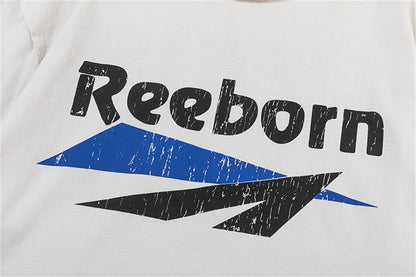 2024 New FP Vintage Retro Letter Reeborn Printing High-Street Distressed Casual Tops T-Shirt Street King Limited