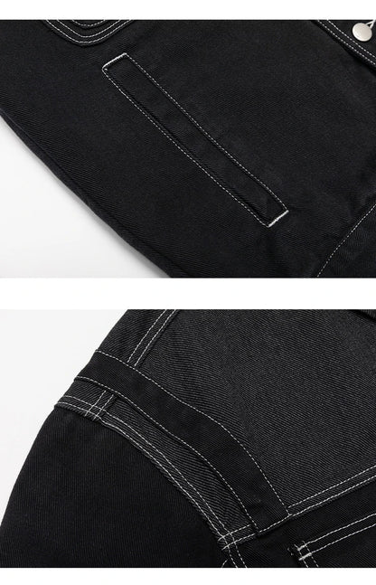 black denim splice coat mens streetwear fashion vintage loose casua plus size denim jacket man spring autumn coat outerwear unique jeans style 890