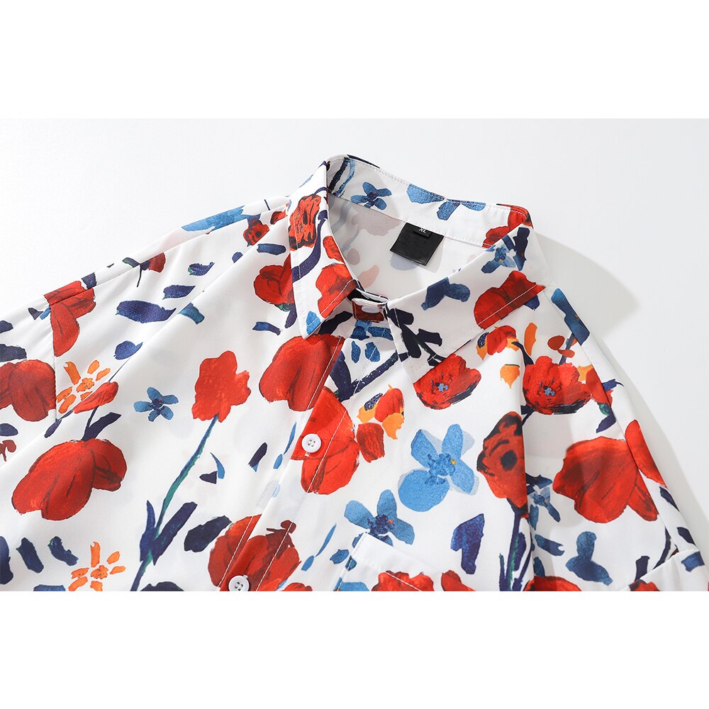 "Red Hawaiian" Unisex Men Women Streetwear Graphic Shirt Daulet Apparel