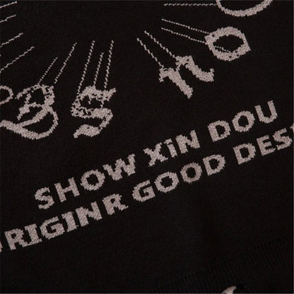 Half High Collar Goth Women Men Sweaters Oversized Long Sleeve Knitted Pullovers Y2k Men Ripped Sweater Harajuku Streetwear Tops Street King Limited