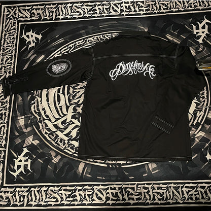 Trees Print On the Neck Black Long Sleeve Shirts for Men High Street Baggy Y2k Camisas Oversized Harajuku Casual Clothing Street King Limited