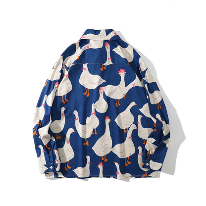 Dark Icon Full Printed Hawaiian Shirt Men Long Sleeve Turn-down Collar Shirts for Men Street King Limited