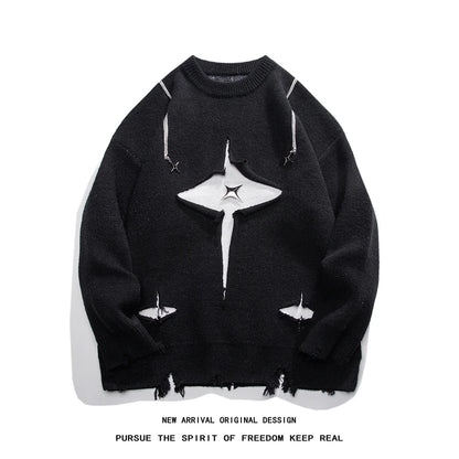 Gothic Men's Sweater Hip Hop Streetwear Long Sleeved Round Neck Tops Oversized Autumn New Knitwear Sweaters Jumpers Street King Limited