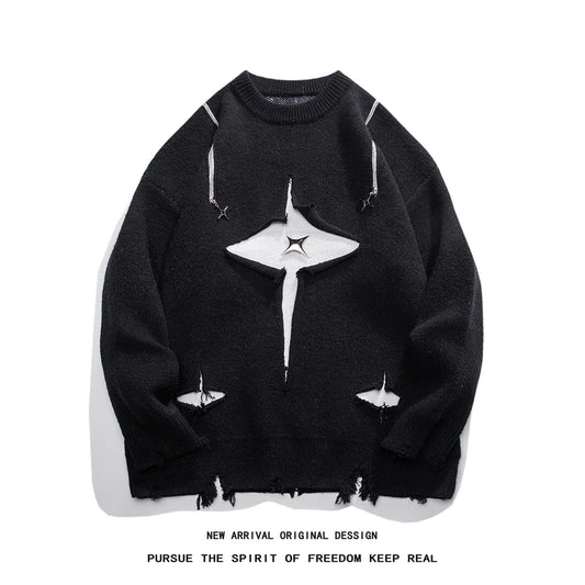 Gothic Men's Sweater Hip Hop Streetwear Long Sleeved Round Neck Tops Oversized Autumn New Knitwear Sweaters Jumpers Street King Limited