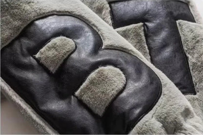 Street Lamb Wool Jacket Mens 2024 Winter Stand Collar Letter Patchwork College Parkas Fleece Warm New Thickening Couple Coats Street King Limited