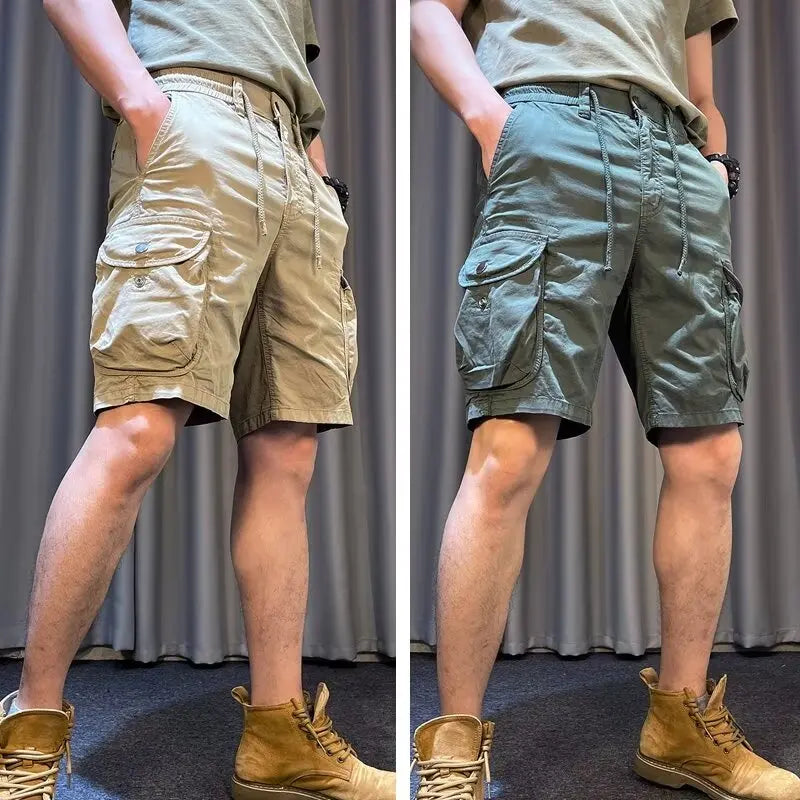 Men Trend Cargo Shorts Cotton High Quality Hot Sale Hip Hop Punk Wash Military Multi-pocket Casual Male's Outdoor Straight Short Street King Limited