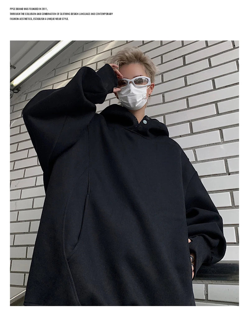 Streetwear New Retro Button Neck Hooded Sweatshirts For Men Autumn Fleece Y2K Vin New Retro Button Neck Hooded Sweatshirts For Men Autumn Fleece Y2K Vintage Hoodies Hip Hop Fashion Streetwear Pullover Hoodie Fashion Sweater Jacket With Graphic Design For Men
