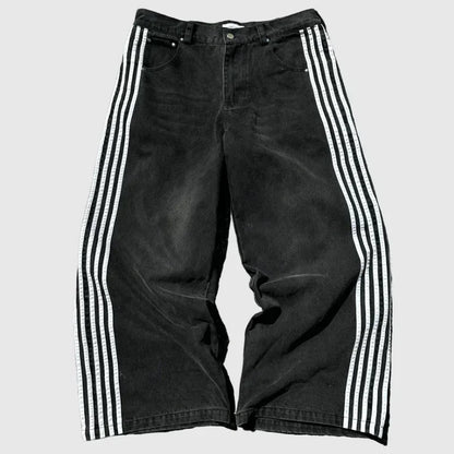 harajuku y2k baggy jeans high quality embroidered striped sweatpants baggy jeans women streetwear casual wide leg denim pants unique joggers style 3747