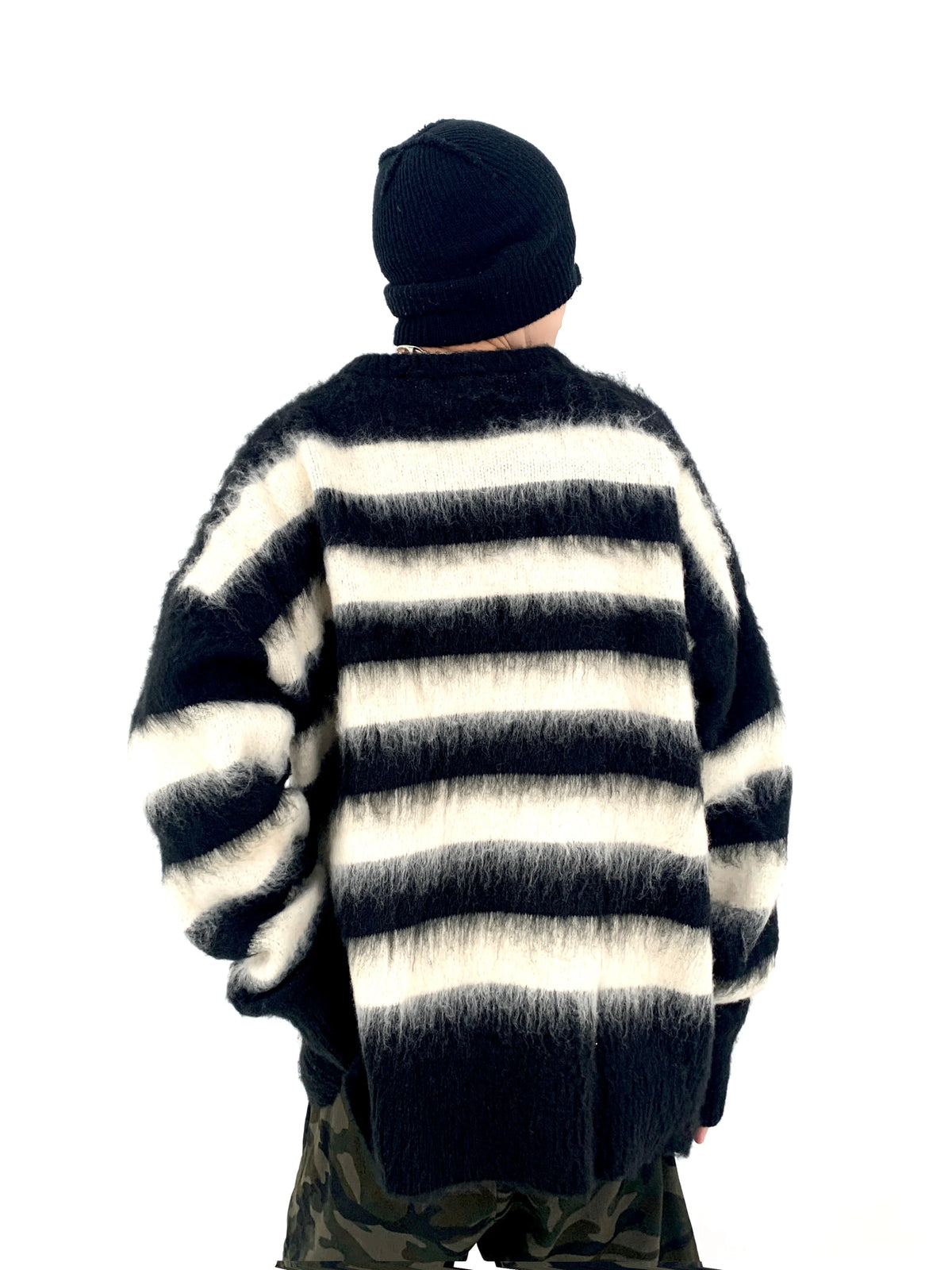 Hip Hop Striped Oversized Sweater Mens Autumn Winter Punk O-neck Long Sleeve Pullover Streetwear Casual Loose Sweaters Clothing Street King Limited