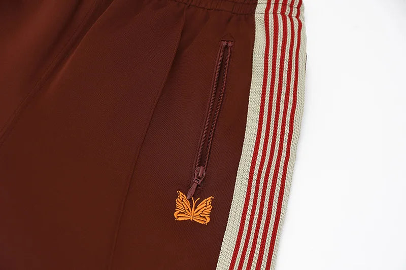 good quality brown motion casual pants men woman lovers trend side edge weaving embroidery drawstring loose trousers unique default style 4821