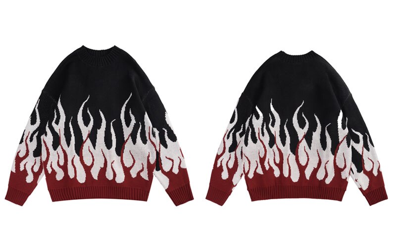 "Darken Flames" Unisex Men Women Streetwear Graphic Sweater Daulet Apparel