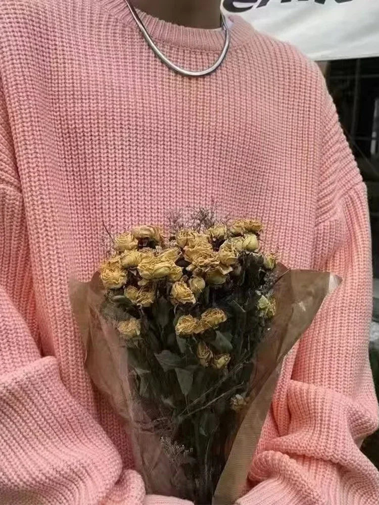 2023 Autumn Crew Neck Solid Color Pullover Sweaters For Men Casual Y2K Knitted Sweater High Street Fashion Jumpers Hombre Street King Limited