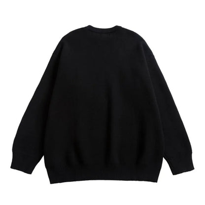 Hip Hop Knitted Sweater Men Winter O-neck Anime Spider Web Pattern Pullover Streetwear Casual Loose Sweater Warm Jumper Knitwear Street King Limited