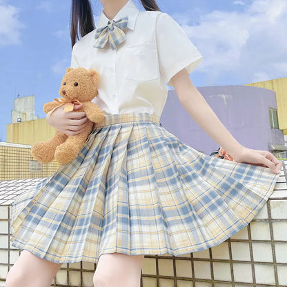Jk Uniforms Gyaru School Uniform for Girl Student Pleated Skirt Uniform Set Women Short Sleeve Bow Tie Seifuku Japanese Style Street King Limited