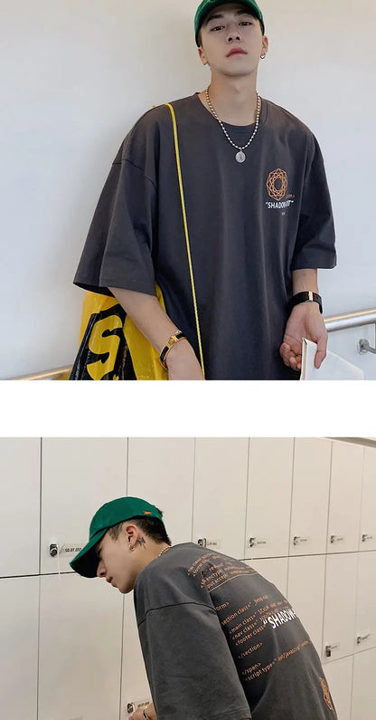Summer quarter-sleeved men's T-shirt ins clothes trend Korean style loose mid-sleeve short-sleeved T-shirt half-sleeved T shirts Street King Limited
