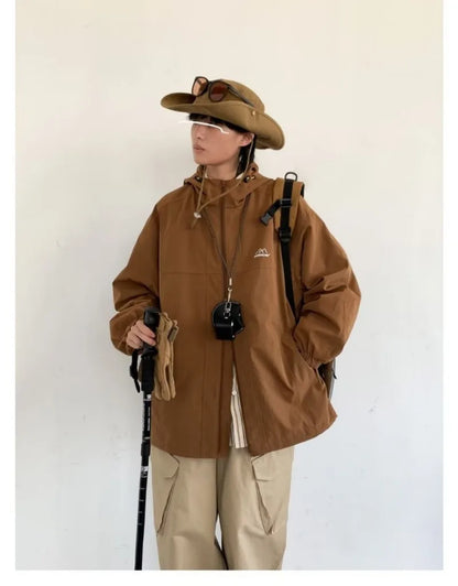 outdoor sports charging jacket mens 2024 spring japanese casual waterproof hooded trench coat multi pocket hiking windbreaker unique default style 2416