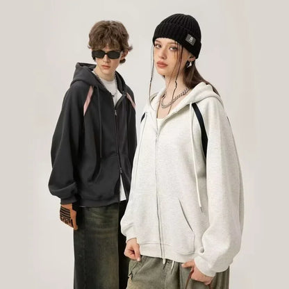 Autumn Oversized Zipper Hoodies For Men New Casual Hooded Cardigan Jackets Streetwear Patchwork Fleece Y2K Hoody Sweatshirts Street King Limited