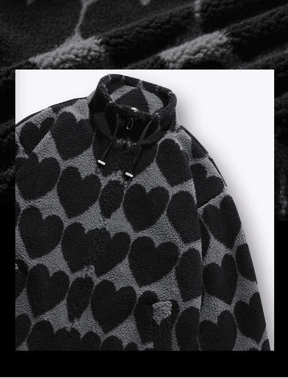 winter lambswool coat men casual streetwear grimace print parka hip hop grain fleece coat loose college warm outwear unisex new unique default style 4966