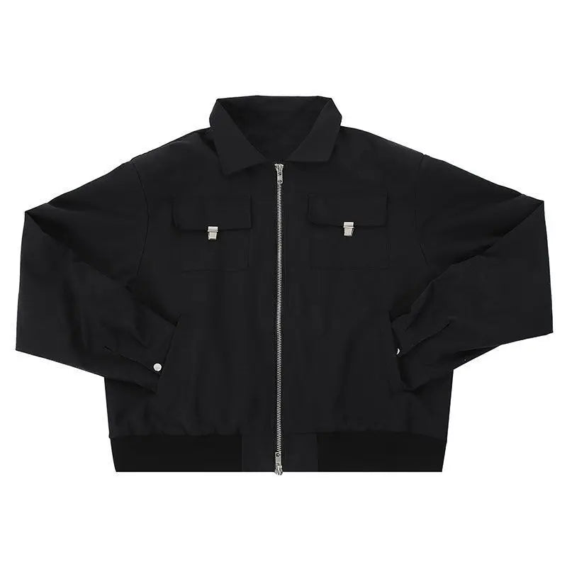 Autumn and Winter Korean Style Season Fashionable Retro Airplane Jacket Men's Loose Street Y2K Niche Shoulder Pad Lapel Jacket Street King Limited