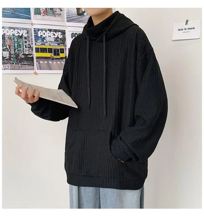 Retro knitted sweatshirt men's Japanese fashion brand ins spring and autumn hooded jacket Hong Kong style outer wear y2k top emo Street King Limited