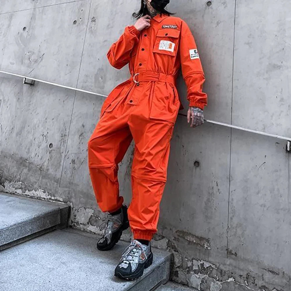 2023 autumn street short sleeve american jumpsuit mens jumpsuit suit motorcycle removable pants hip hop leg pants casual urban shorts