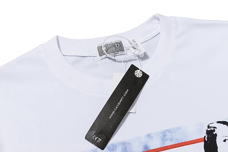 C.E T-shirts Men Woman Good Quality Cotton Casual Loose Vintage Abstract Face Printing Summer O-Neck CAVEMPT Top Tee Street King Limited