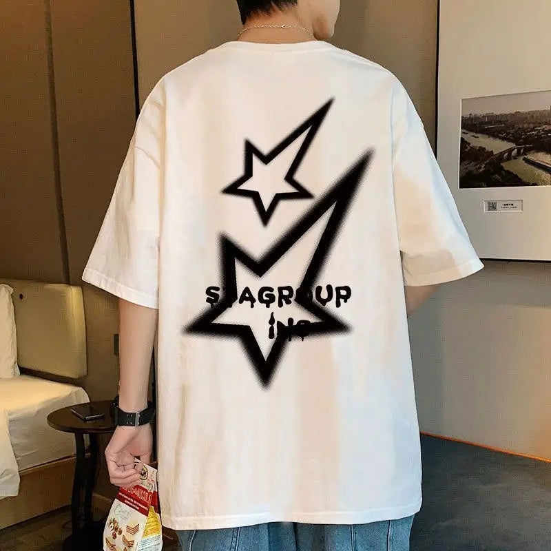 American retro star fashion brand pure cotton short-sleeved T-shirt for men and women summer loose ins trend half-sleeved shirts Street King Limited