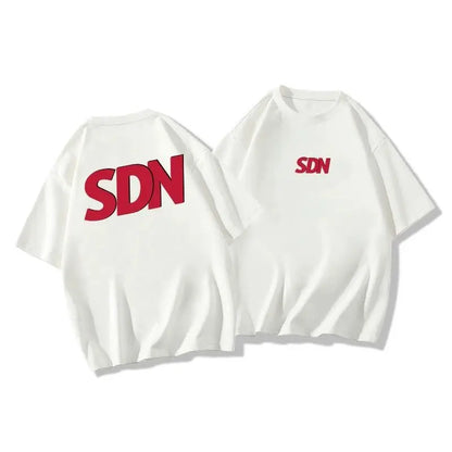 Korean high street simple printed T-shirt white gray short-sleeved T-shirt men summer Y2K personality couple half-sleeved top Street King Limited