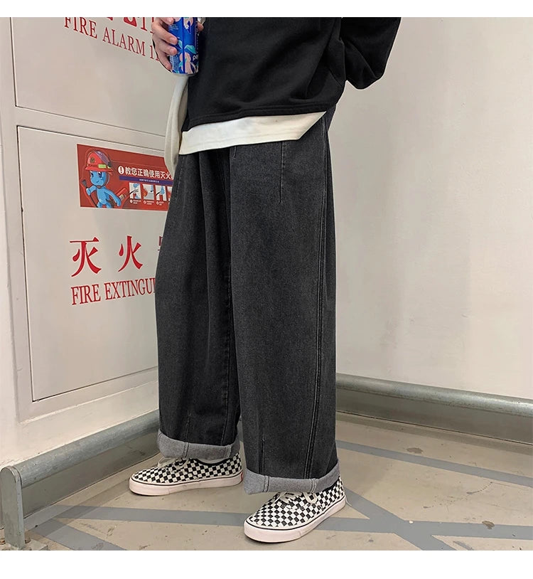 Men Wide Leg Jeans Loose Straight Baggy Denim Pant Men's Women's Streetwear Skateboard Pants Oversized Hip Hop Casual Trousers Street King Limited