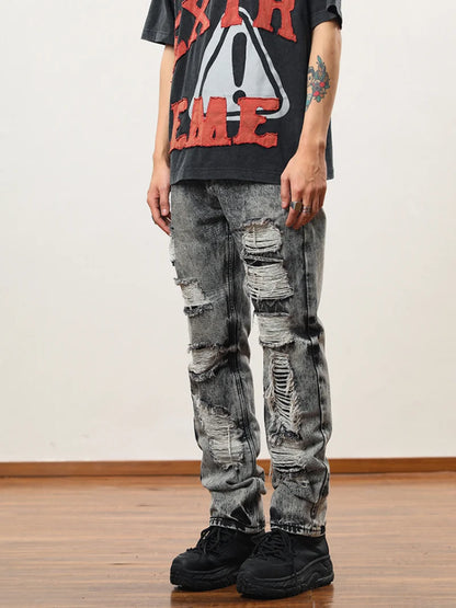 destroy distressed ripped denim jean pants new fashion biker jeans streetwear slim pants jogger y2k mens jeans skinny jeans men relaxed fit joggers