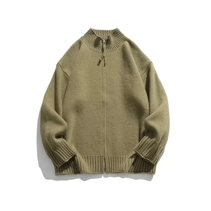 Autumn Solid Solor Zipper Cardigan For Men Letter Printed Crewneck Knitted Sweater Casual Loose Pull Homme Knitwear Jackets Street King Limited